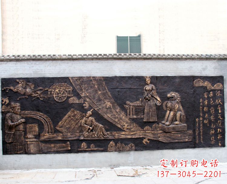 湖南“汉代重气质,牡丹留正色”中国传统文化浮雕壁画,玻璃钢仿铜园林墙壁装饰壁画
