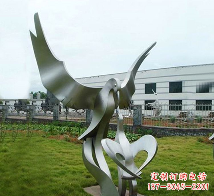 湖南“喂食”不锈钢动物鸟类景观雕塑，公园校园中国文化传承雕塑