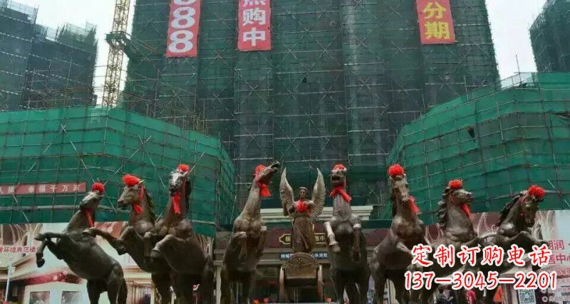 湖南阿波罗八匹马踏浪而来景观马群铜雕
