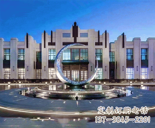 湖南城市不锈钢月亮摆件雕塑