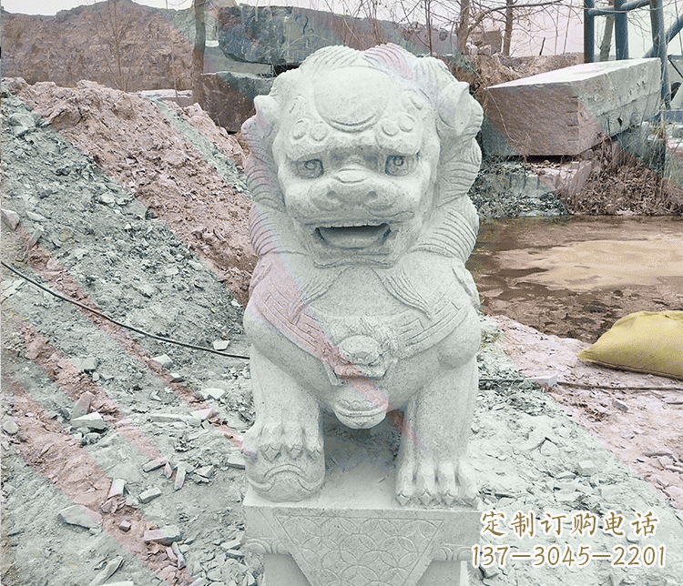 湖南公园踩绣球狮子动物石雕