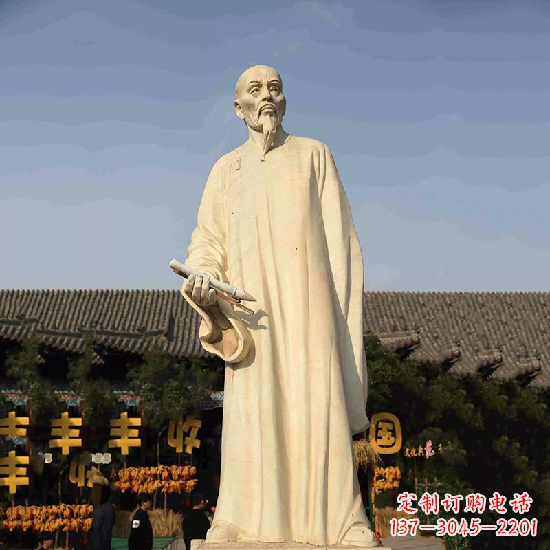 湖南清代书画家郑板桥石雕塑-中国历史名人汉白玉雕像