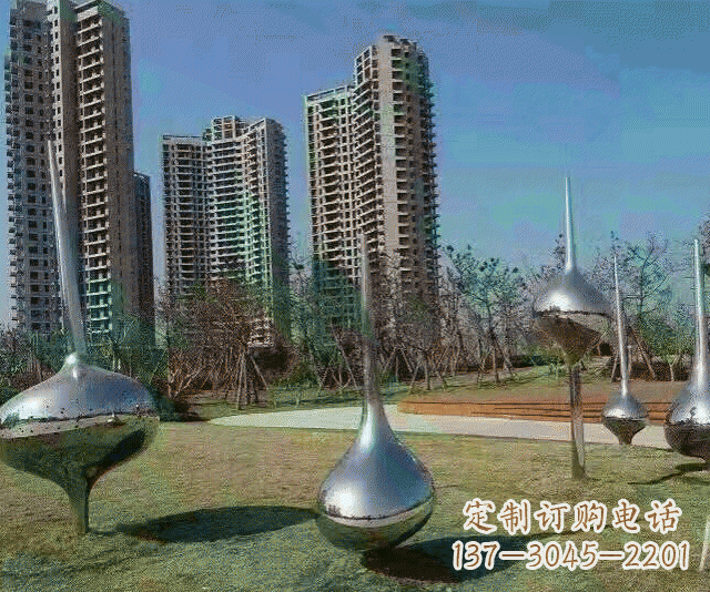 湖南小区不锈钢抽象陀螺雕塑