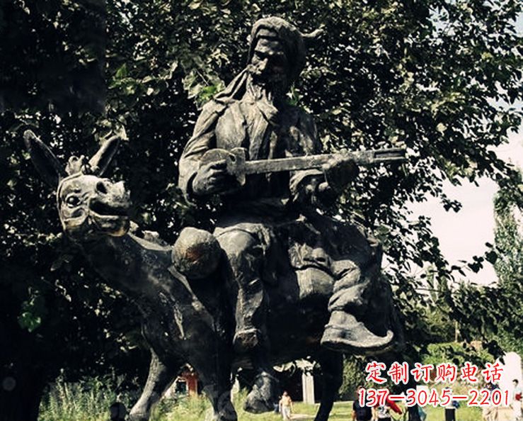 湖南阿凡提和小毛驴公园景观铜雕