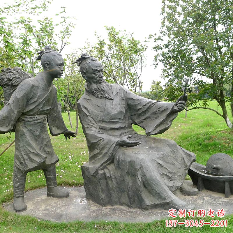 湖南八大山人情景雕塑-中国明末清初知名画家朱耷公园情景小品