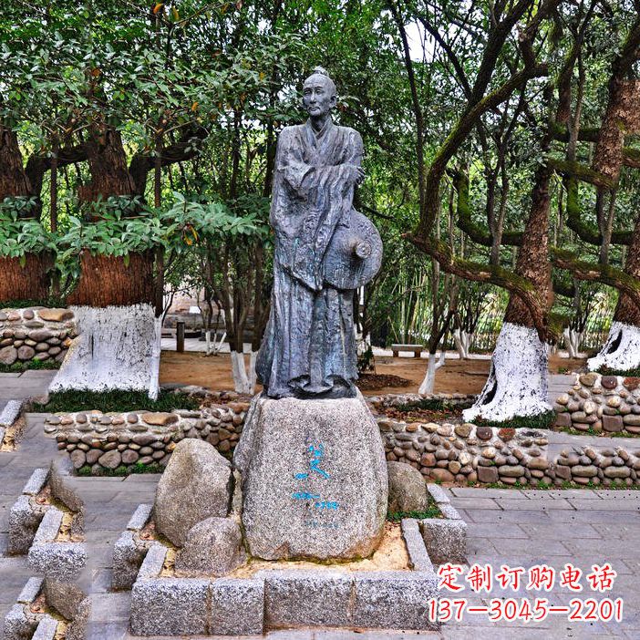 湖南八大山人铜雕塑像-中国古代历史名人著名画家朱耷雕像
