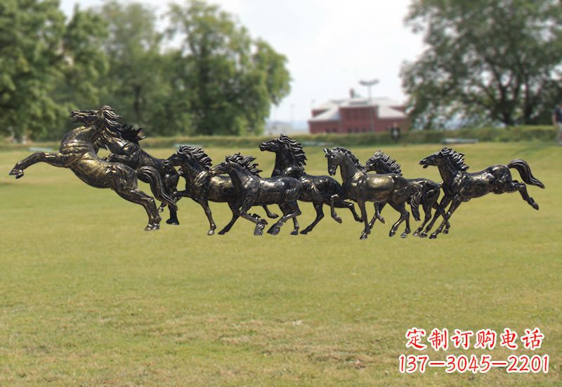 湖南八骏图八匹马群铜雕