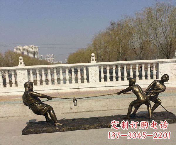 湖南拔河儿童雕塑