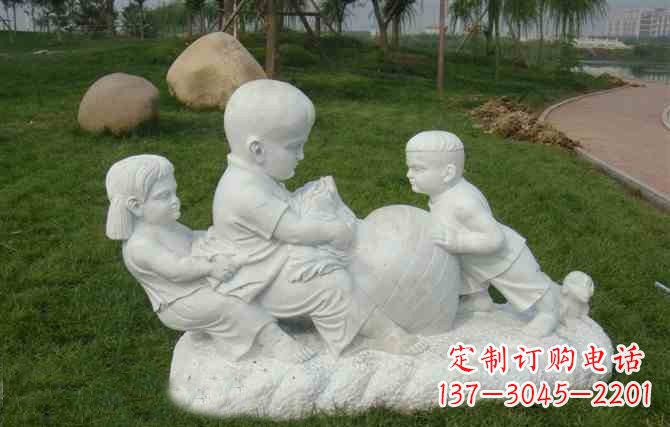 湖南拔萝卜的儿童石雕