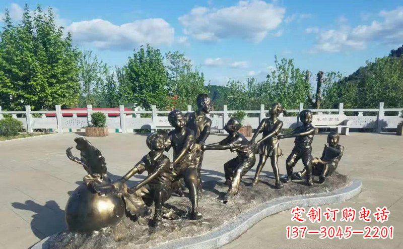 湖南拔萝卜人物铜雕 (2)