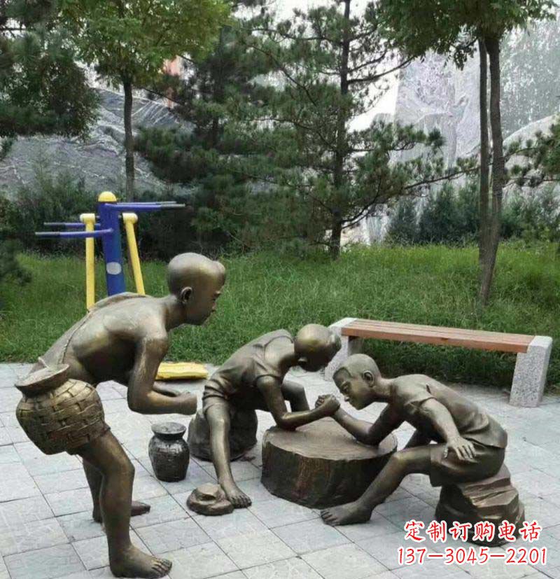 湖南掰手腕儿童铜雕