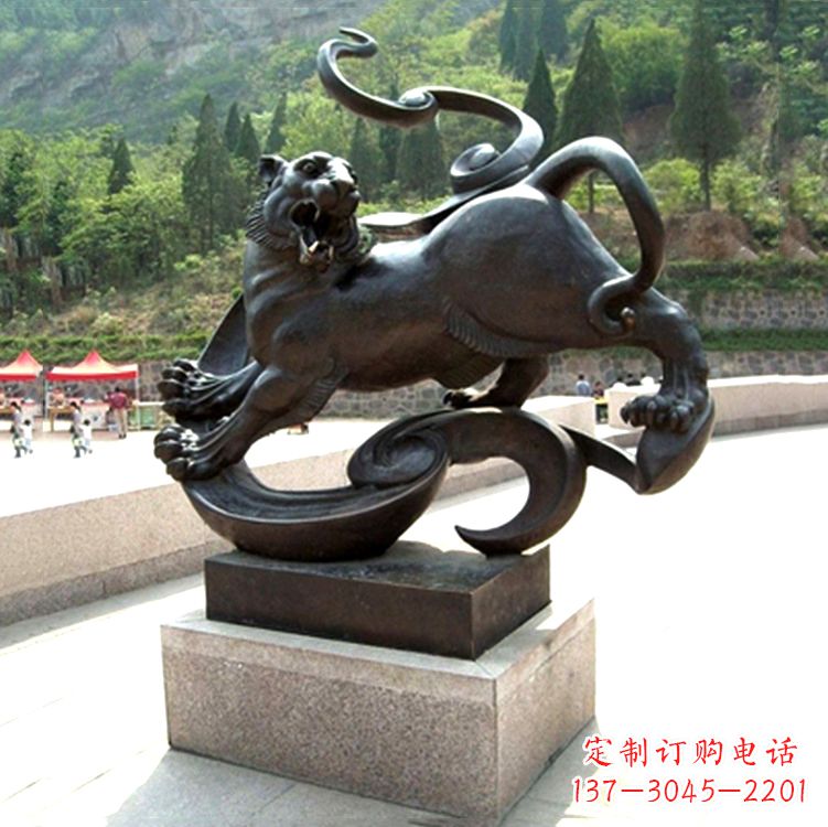 湖南白虎神兽铜雕-纯铜铸造广场文化动物雕塑摆件