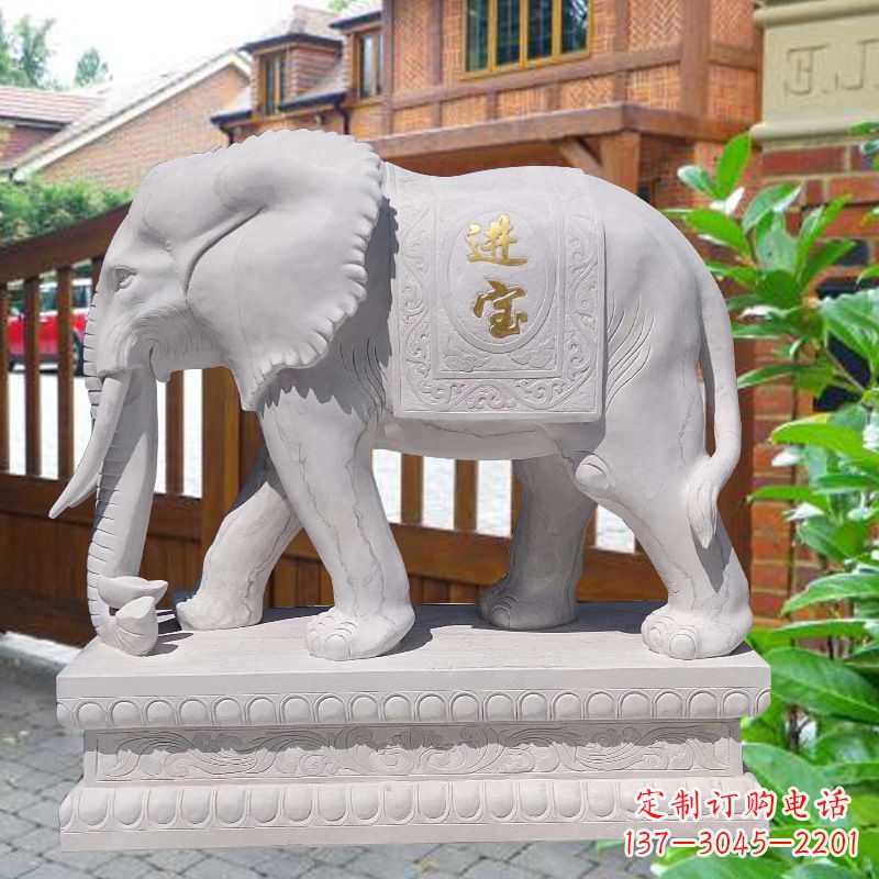 湖南白石雕大象