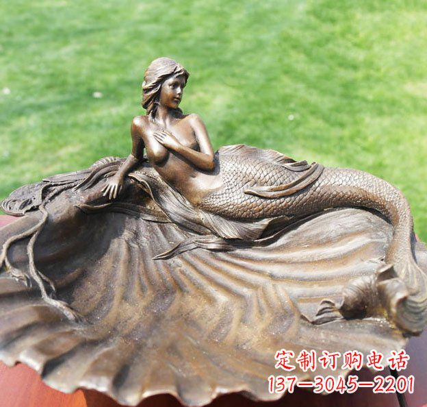 湖南贝壳上的美人鱼园林景观铜雕
