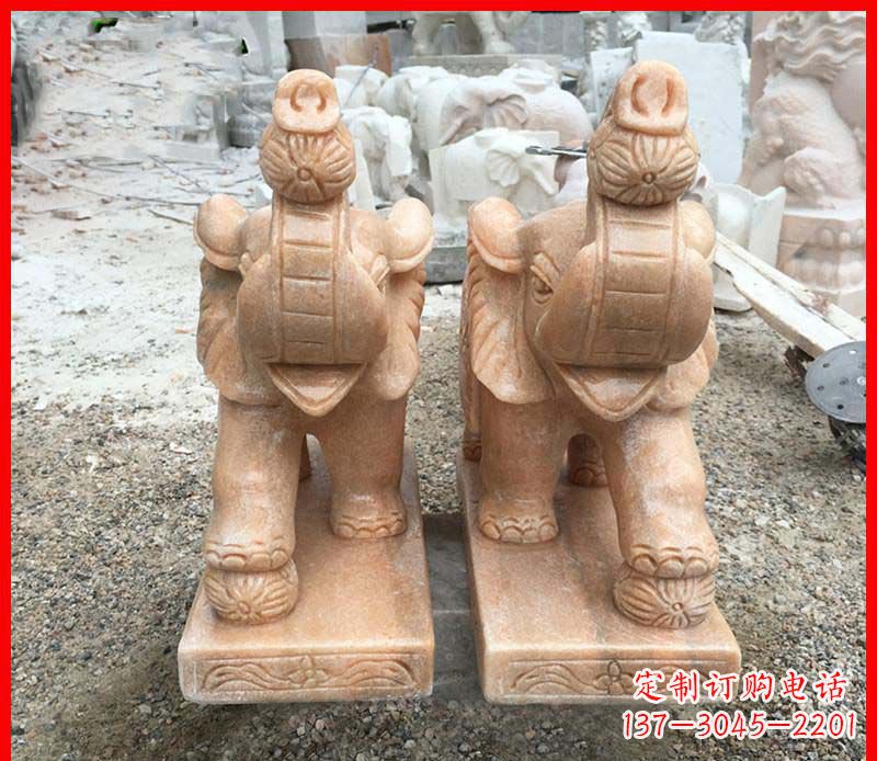 湖南鼻卷绣球的小象石雕