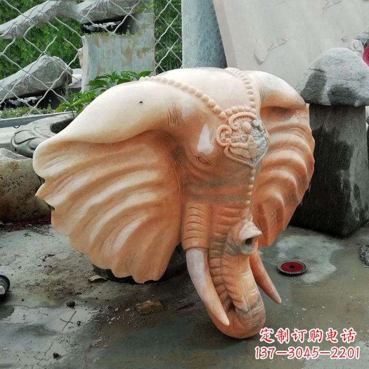 湖南壁挂喷水大象头雕塑