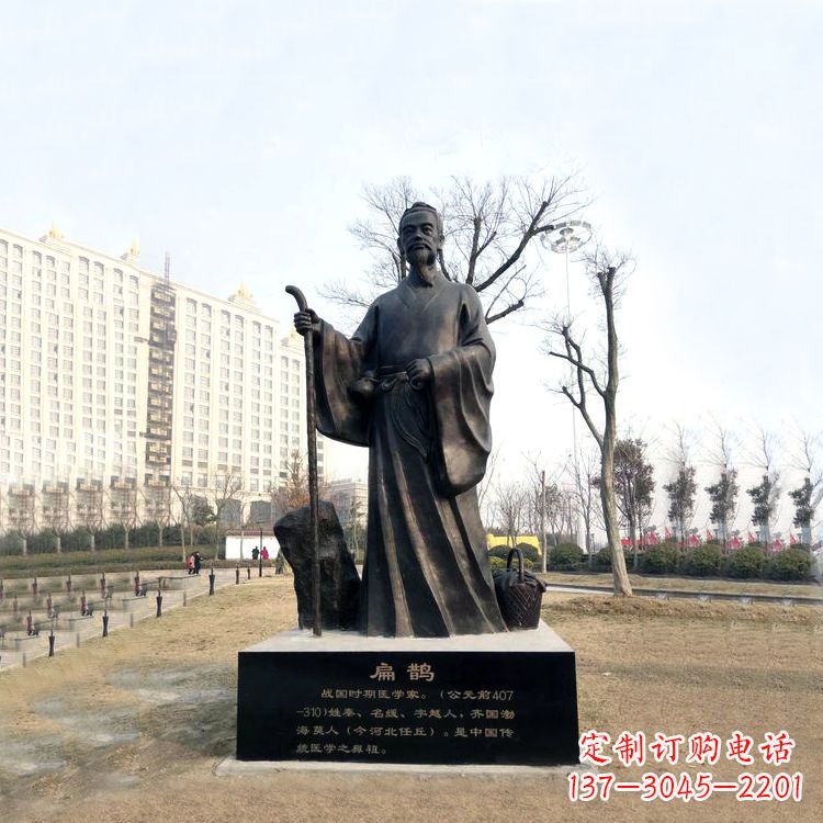 湖南扁鹊铜雕塑像-城市广场历史著名医学人物雕像