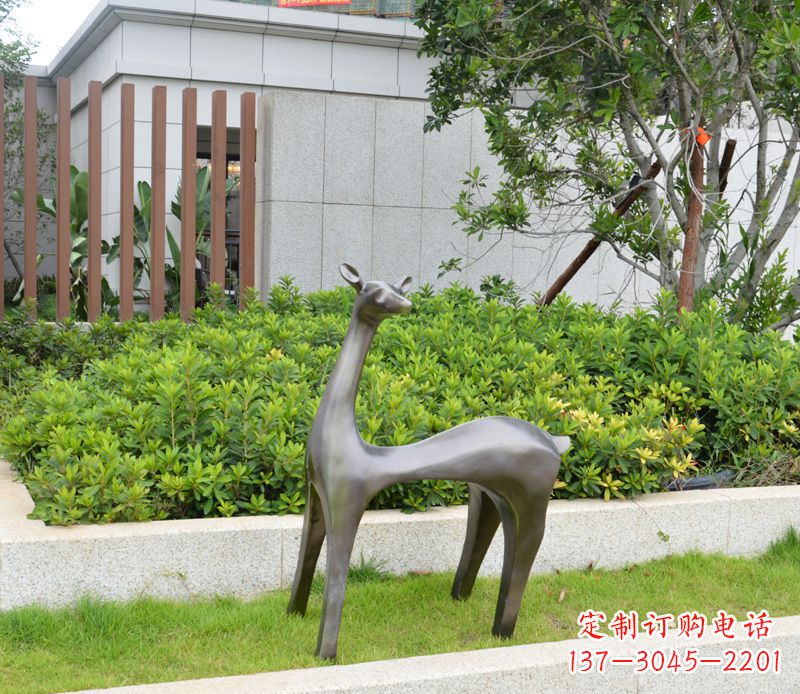 湖南别墅抽象小鹿铜雕