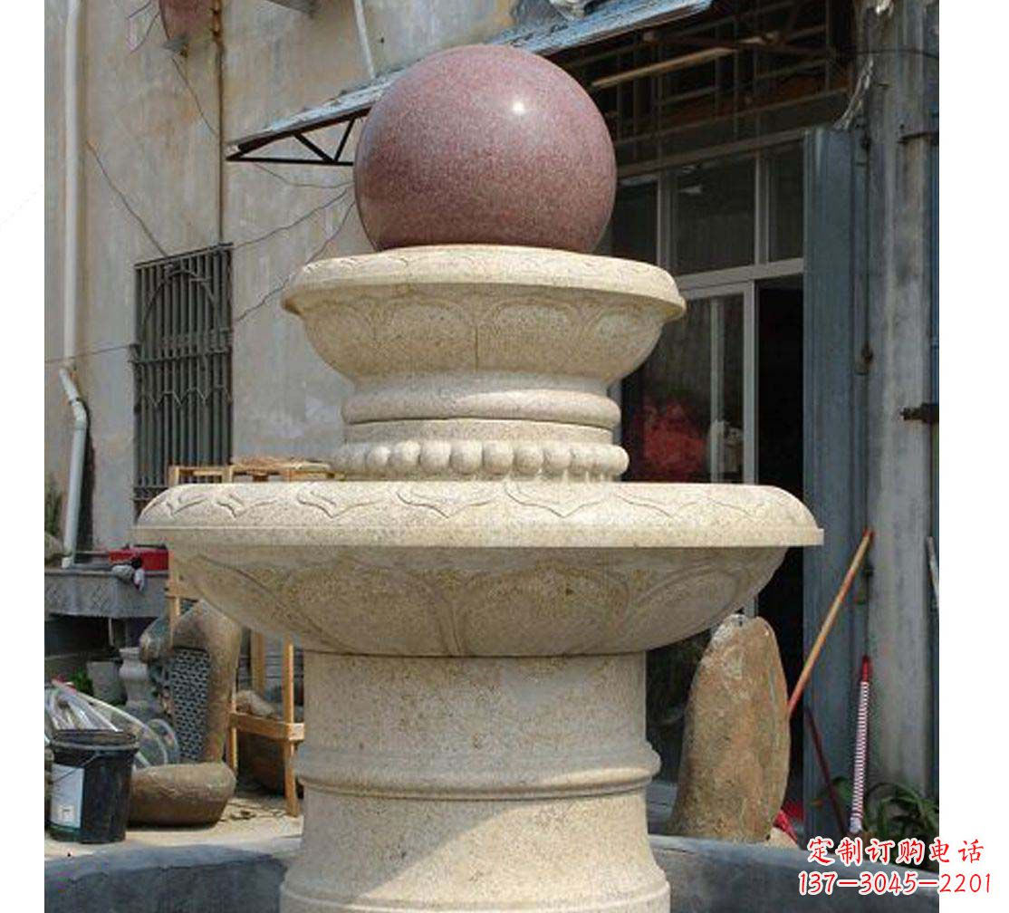 湖南别墅景观大理石风水球喷泉雕塑