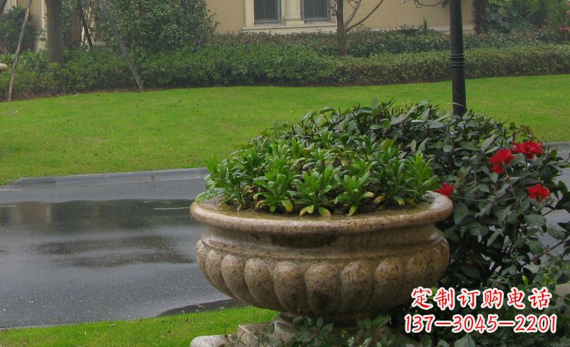 湖南别墅景观大理石花盆石雕 (4)