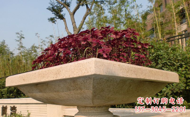 湖南别墅景观大理石花盆石雕_1