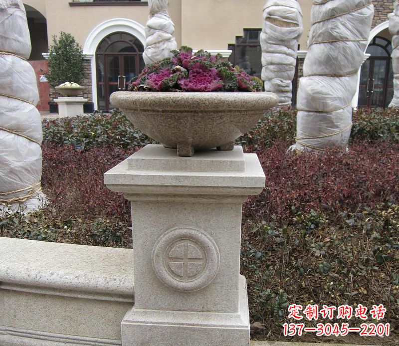 湖南别墅景观大理石花盆石雕_2