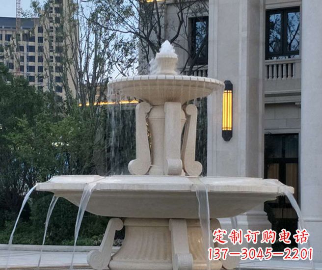 湖南别墅景观汉白玉喷泉石雕 (2)