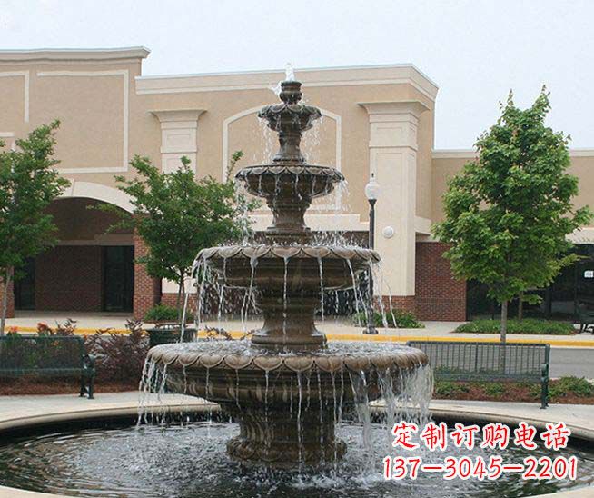 湖南别墅景观石雕多层喷泉雕塑 (3)
