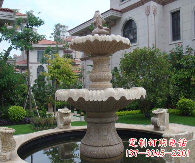 湖南别墅景观石雕多层喷泉雕塑