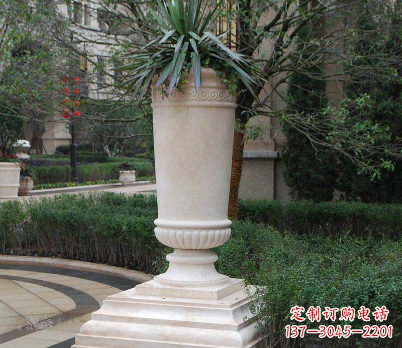 湖南别墅景观石雕花盆