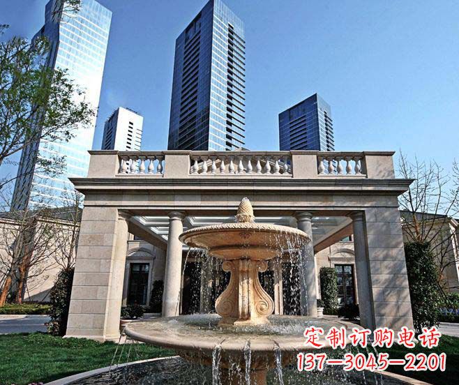 湖南别墅景观晚霞红喷泉石雕 (2)