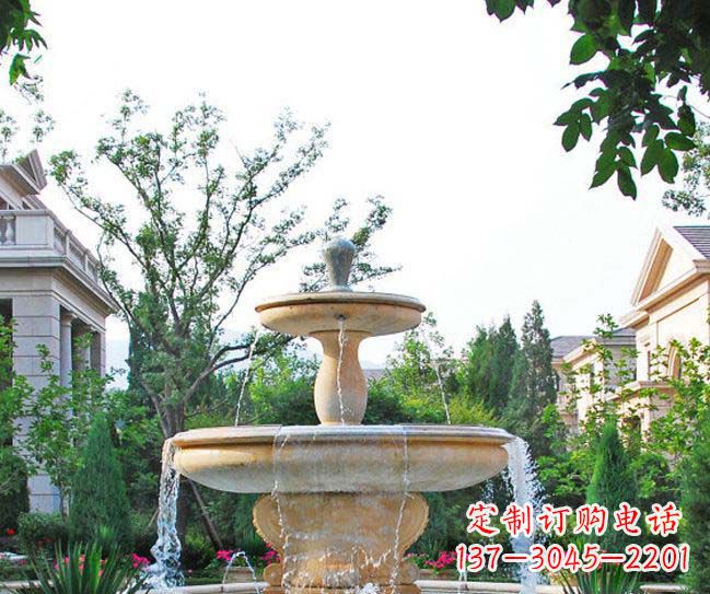 湖南别墅景观晚霞红喷泉石雕