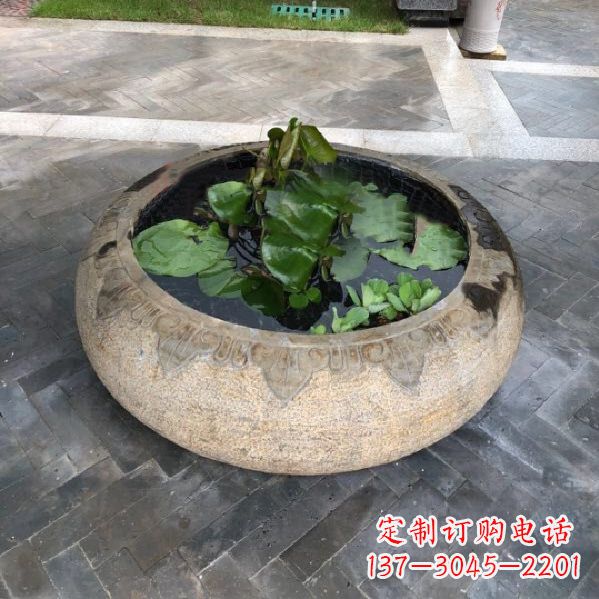 湖南别墅庭院仿古做旧石雕鱼缸
