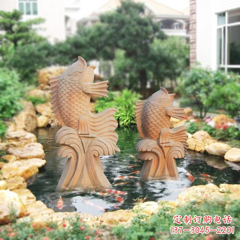 湖南别墅庭院吉祥招财石雕鱼喷泉雕塑