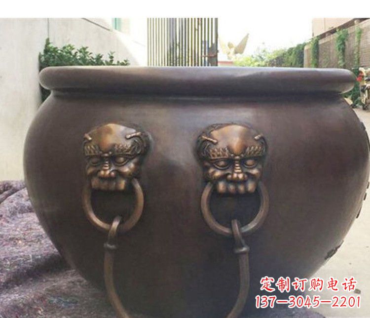 湖南别墅招财水缸铜雕塑摆件