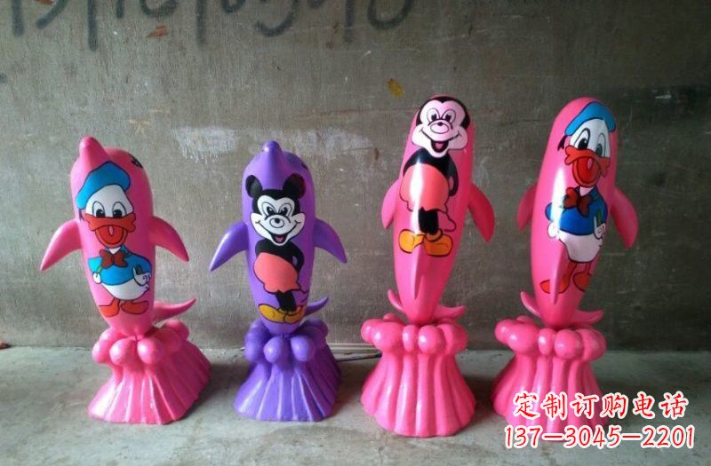 湖南玻璃钢彩绘海豚雕塑