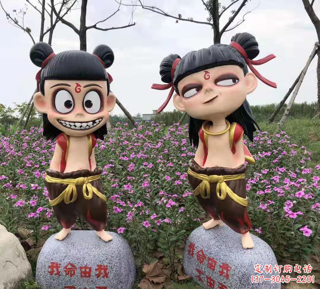湖南玻璃钢彩绘哪吒卡通人物
