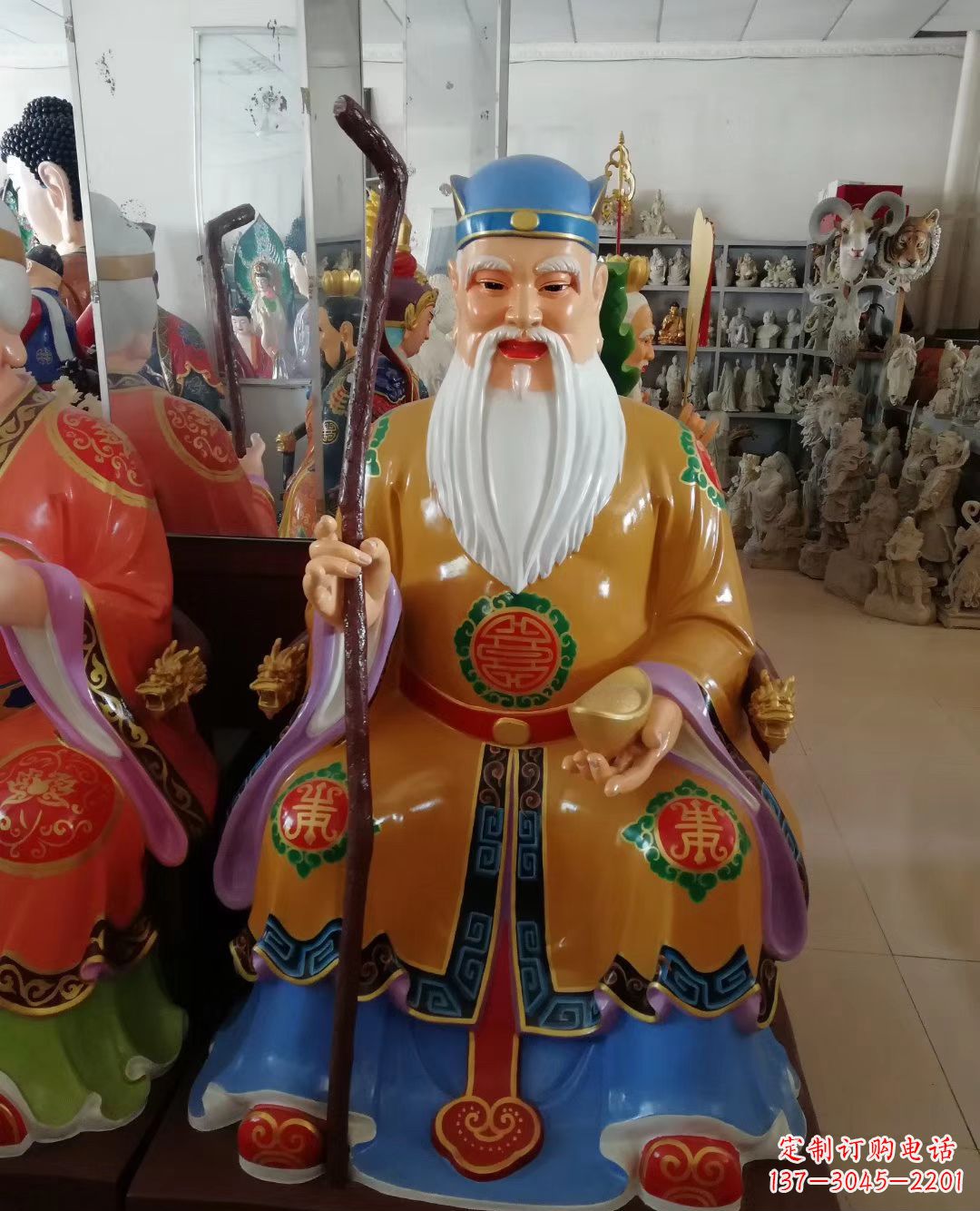 湖南玻璃钢彩绘神像土地公雕塑