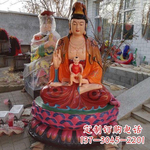 湖南玻璃钢彩绘送子观音雕塑