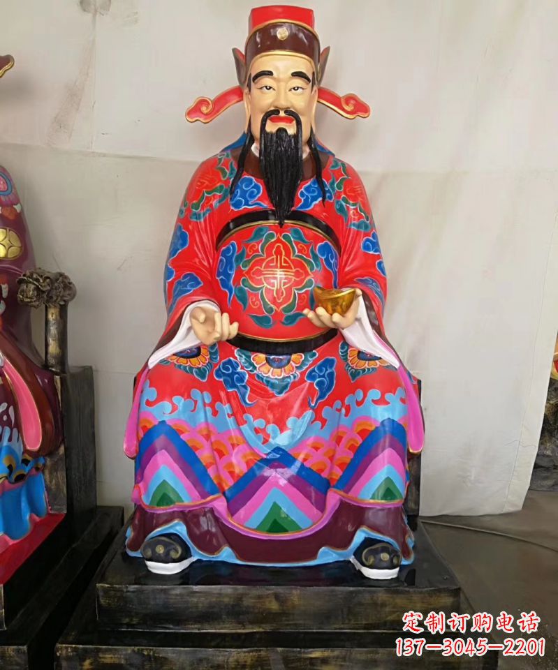 湖南玻璃钢彩绘文财神神像雕塑