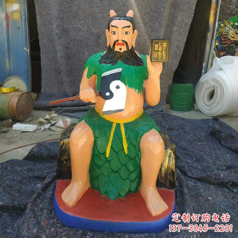 湖南玻璃钢彩绘五榖神农大帝雕像