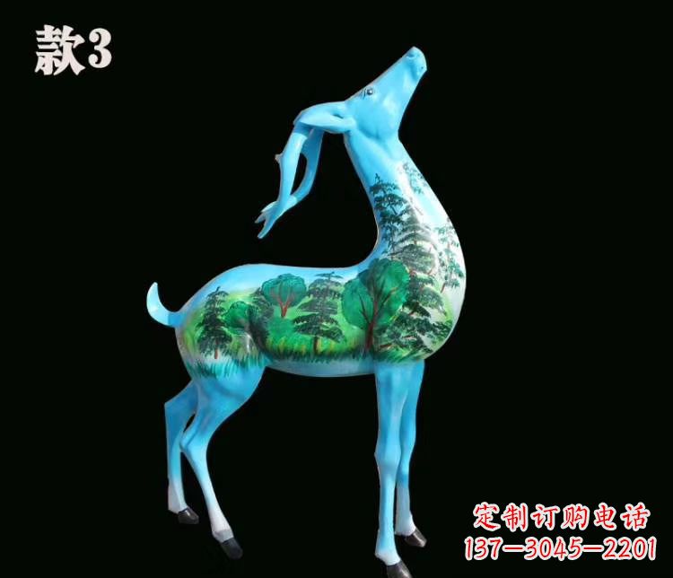 湖南玻璃钢彩绘艺术小鹿雕塑