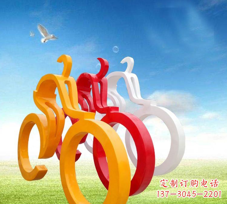 湖南玻璃钢抽象骑自行车人物