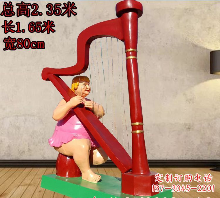 湖南玻璃钢弹竖琴人物雕塑