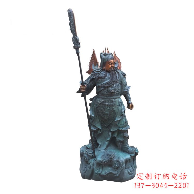 湖南玻璃钢仿铜彩绘关公像