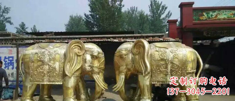 湖南玻璃钢仿铜大象公园动物雕塑