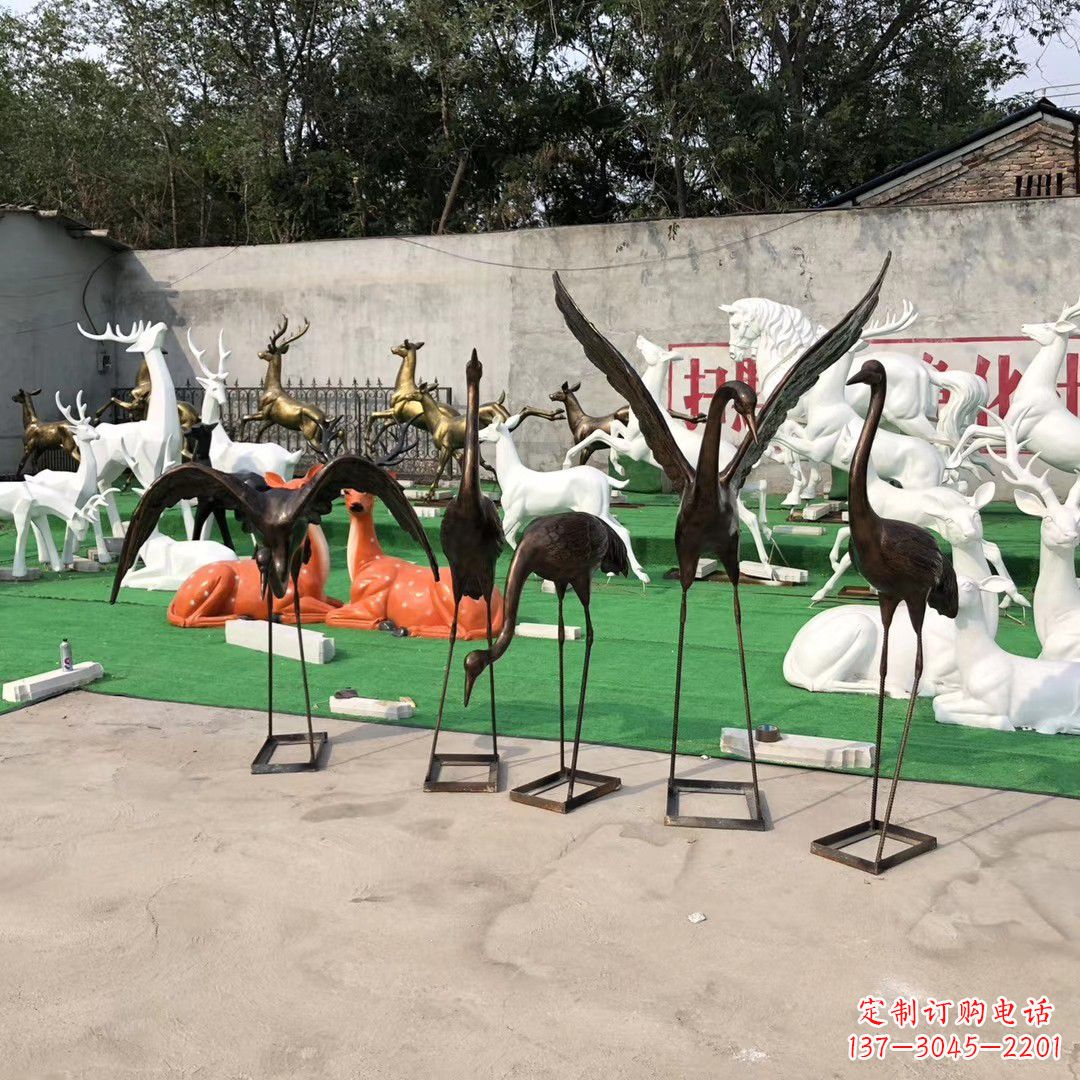湖南玻璃钢仿铜雕塑仙鹤