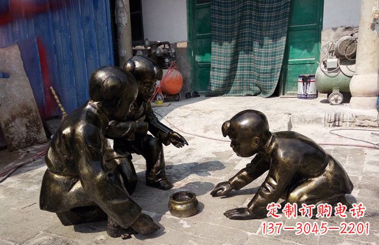 湖南玻璃钢仿铜斗蛐蛐的古代儿童