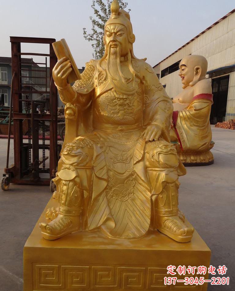 湖南玻璃钢仿铜关公读春秋