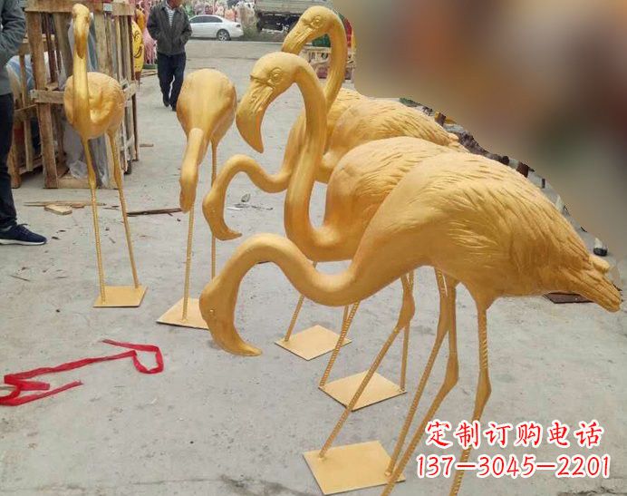 湖南玻璃钢仿铜火烈鸟雕塑